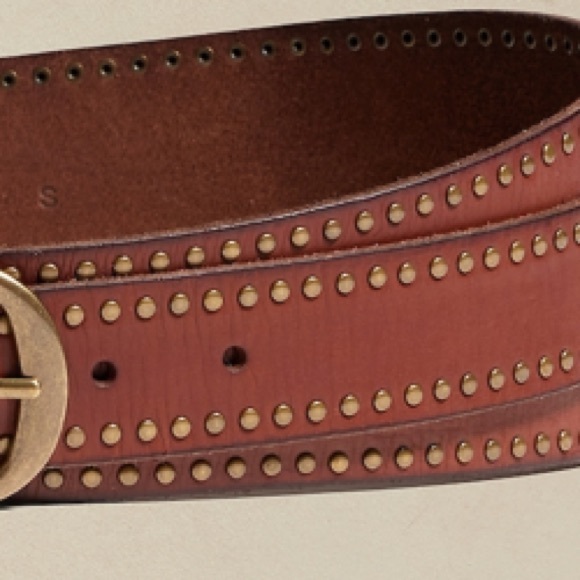 NWT BANANA REPUBLIC VALLE STUDDED LEATHER BELT IN COGNAC - Picture 4 of 6